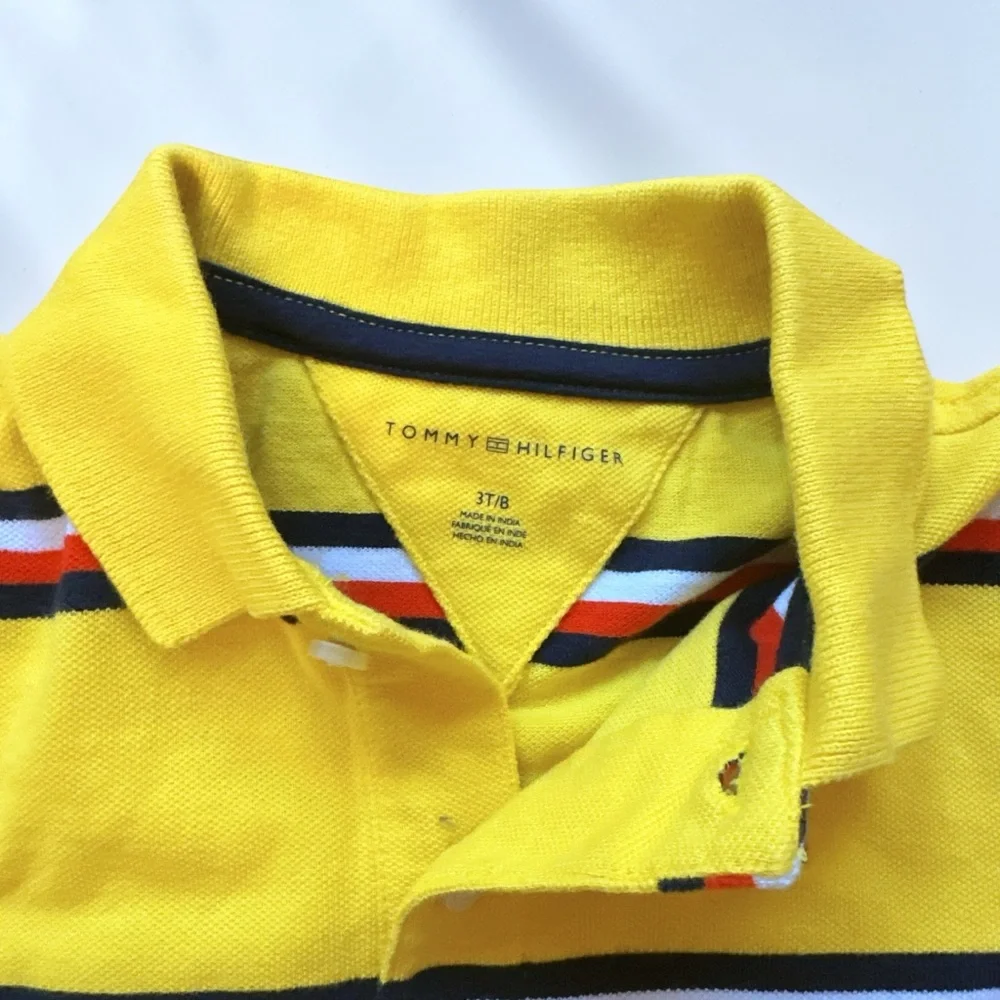 3/$15 Tommy Hilfiger Polo Shirt 3T Toddler Yellow 100% Cotton Kids Short Sleeve - Picture 3 of 3